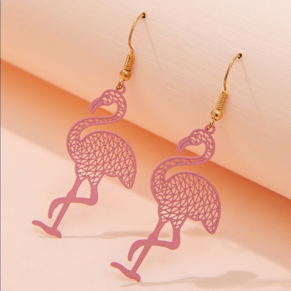 Pink flamingo earrings